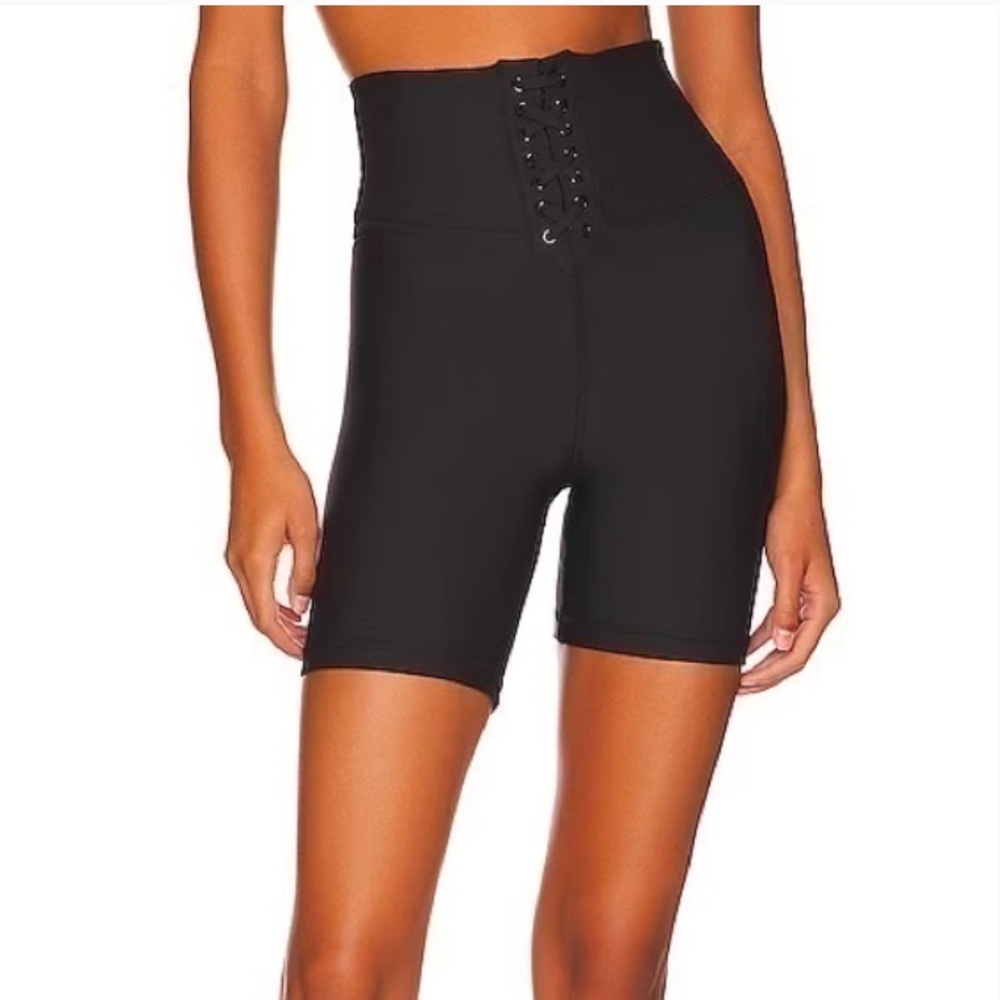 Lace-Up REVOLVE X‎ WEWOREWHAT High-Waisted Lace-Up Shorts. Black.
